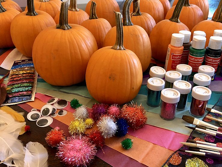 Pumpkins and decorating supplies pic